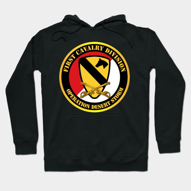 1st Cavalry Div - Red White - Operations Desert Storm Hoodie by twix123844